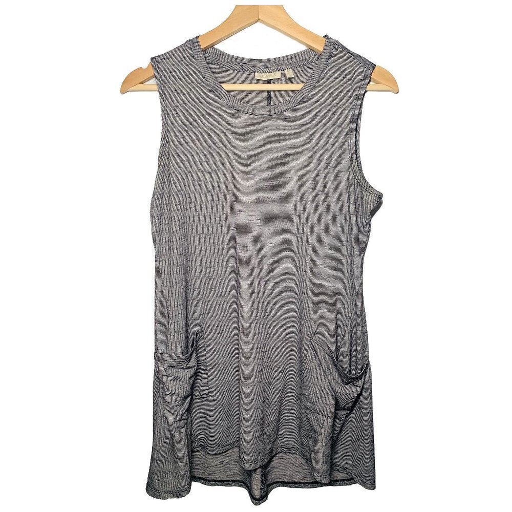 Logo Black Striped Tank Top With Pockets XS